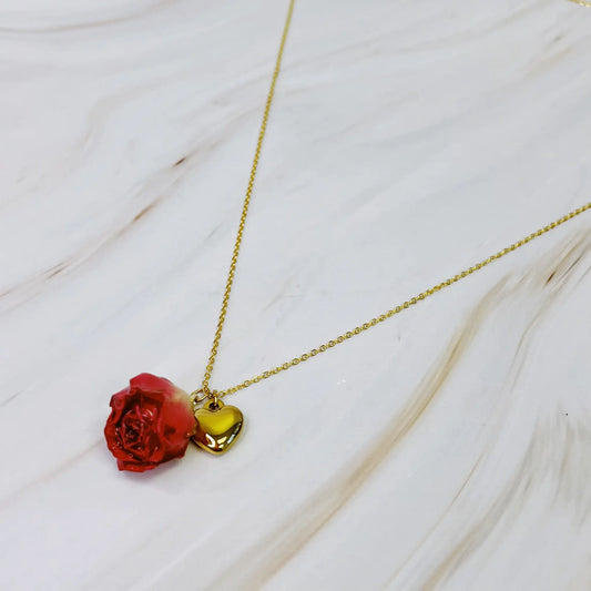 Rose Bud Love Heart Necklace